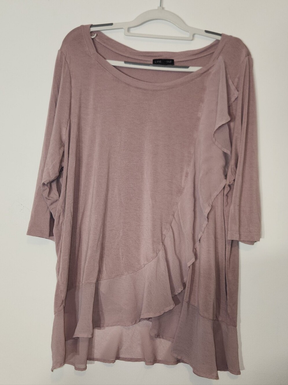Lane Bryant Romantic Soft Ruffled Tunic Top Dusty Rosy Mauve 18/20